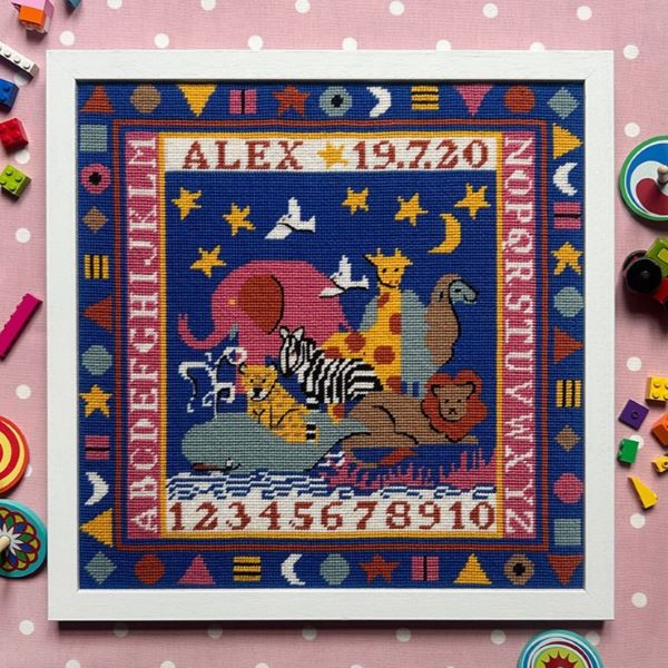 Animal Allsorts Sampler Bright Tapestry Kit, Needlepoint Kit - Glorafilia