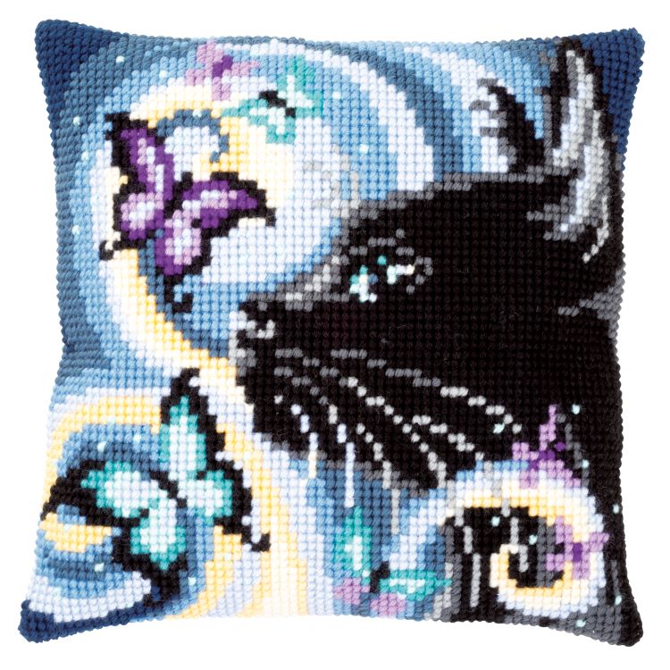 Cat with Butterflies CROSS STITCH TAPESTRY Kit, Vervaco PN-0149061