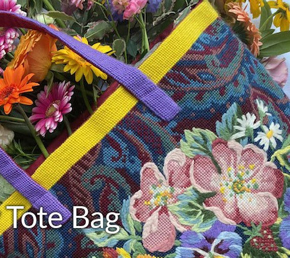 Floral Paisley Tote Bag Tapestry Kit, Needlepoint Kit - Glorafilia