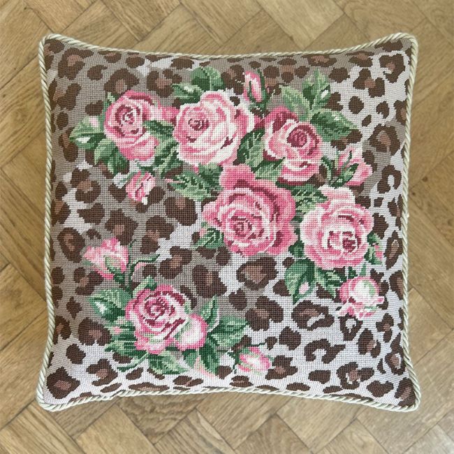 Leopard Roses Tapestry Kit, Needlepoint Kit - Glorafilia