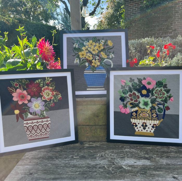 Burgundy Dahlias Tapestry Kit - Appletons