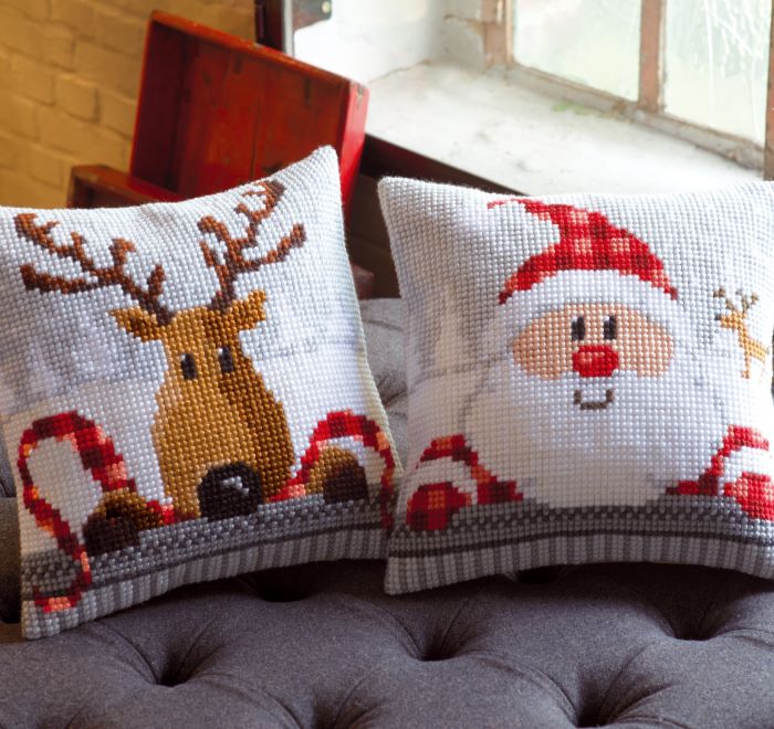 Santa in Plaid CROSS STITCH TAPESTRY Kit, Vervaco PN-0148061