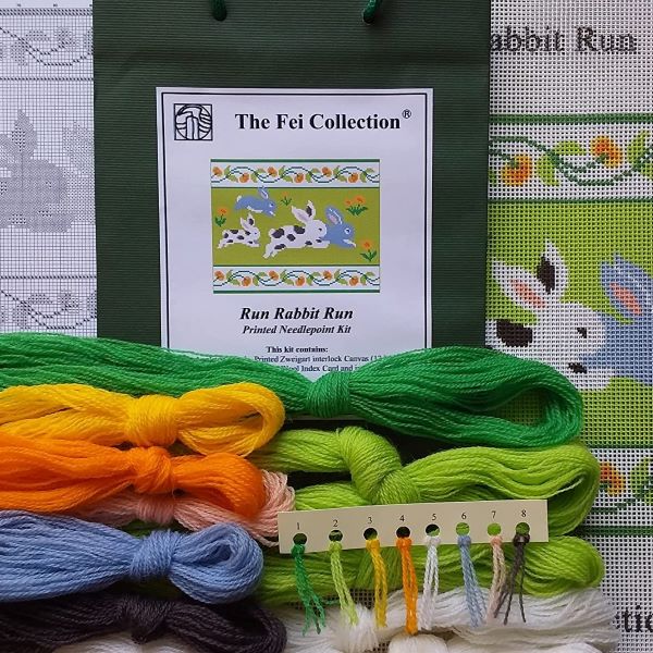 Run Rabbit Run Needlepoint Tapestry Kit - The Fei Collection