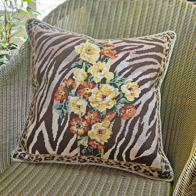 Tiger Floral Tapestry Kit, Needlepoint Kit - Glorafilia