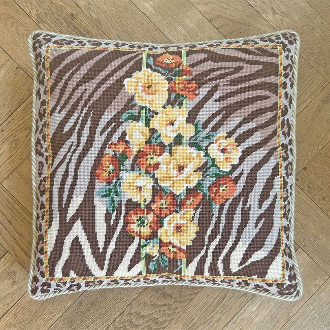 Tiger Floral Tapestry Kit, Needlepoint Kit - Glorafilia