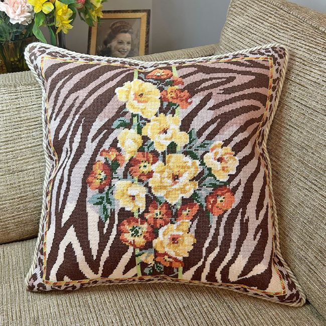 Tiger Floral Tapestry Kit, Needlepoint Kit - Glorafilia