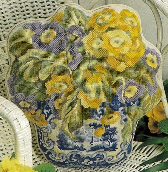 Vase of Primroses Tapestry Kit, Needlepoint Kit - Glorafilia