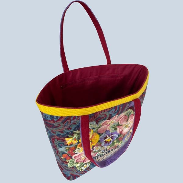 Floral Paisley Tote Bag Tapestry Kit, Needlepoint Kit - Glorafilia