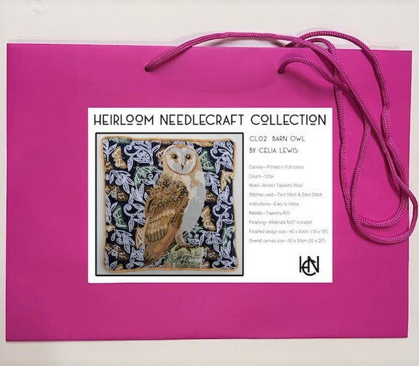 Barn Owl Tapestry Kit, Needlepoint Kit - Heirloom Needlecraft
