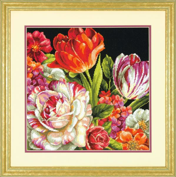 Bouquet on Black Tapestry Kit - Dimensions Needlepoint
