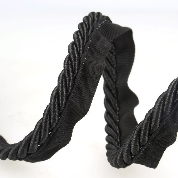 Cushion Trimming Cord, Flanged Twist Piping Cord - Black