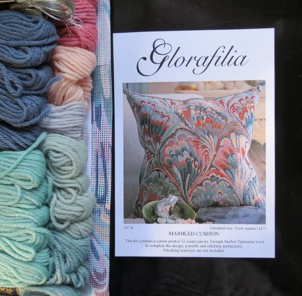 Marbled Cushion Tapestry Kit, Needlepoint Kit - Glorafilia