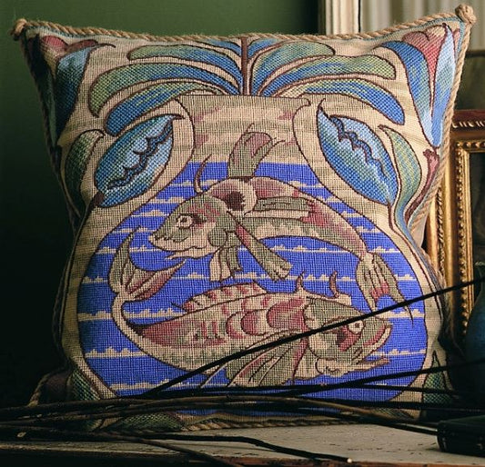 William De Morgan Fish Tapestry Kit, Needlepoint Kit - Glorafilia