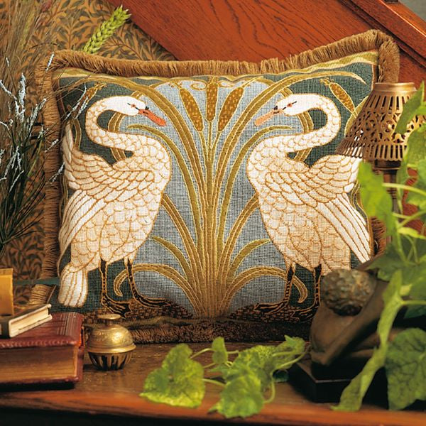Swans Tapestry Kit, Needlepoint Kit - Glorafilia