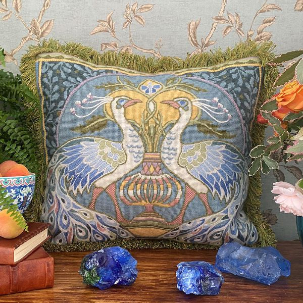 White Peacocks Tapestry Needlepoint Kit - Glorafilia