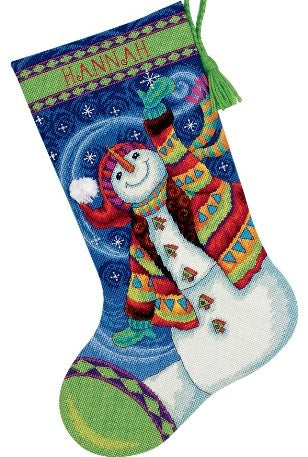 Happy Snowman Tapestry Kit Stocking - Dimensions Needlepoint