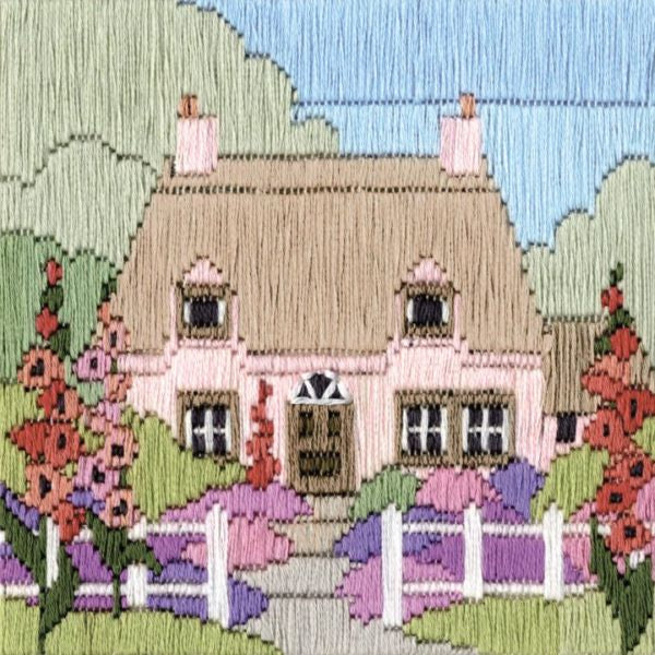 Hollyhock Cottage Long Stitch Kit - Derwentwater Designs