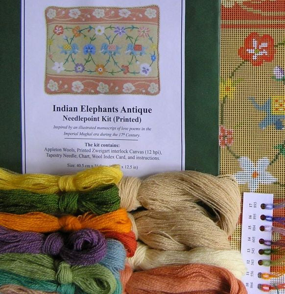 Indian Elephants Needlepoint Tapestry Kit - The Fei Collection