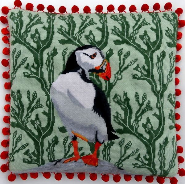 Island Puffin Tapestry Kit, Needlepoint Kit - Heirloom Needlecraft