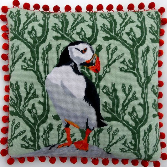 Island Puffin Tapestry Kit, Needlepoint Kit - Heirloom Needlecraft