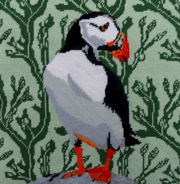 Island Puffin Tapestry Kit, Needlepoint Kit - Heirloom Needlecraft