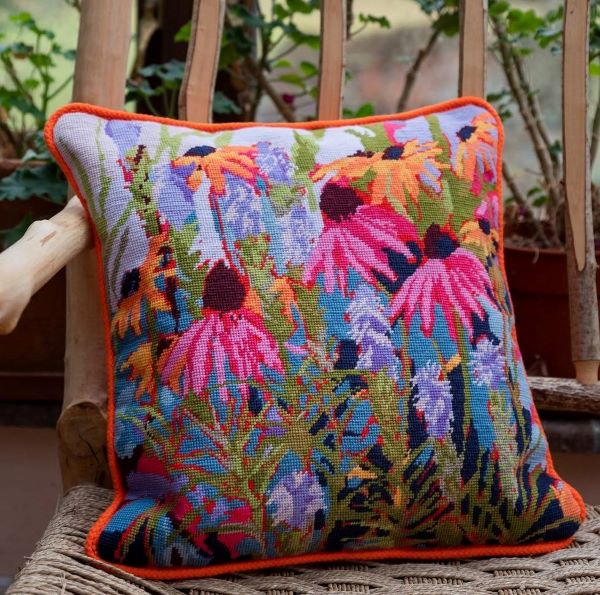 Pink Daisies Tapestry Kit, Needlepoint Kit - Heirloom Needlecraft