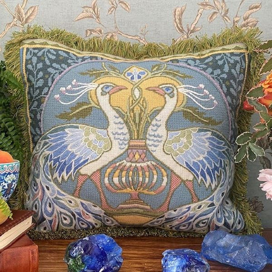 White Peacocks Tapestry Needlepoint Kit - Glorafilia