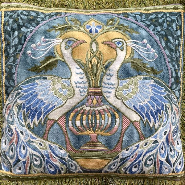 White Peacocks Tapestry Needlepoint Kit - Glorafilia