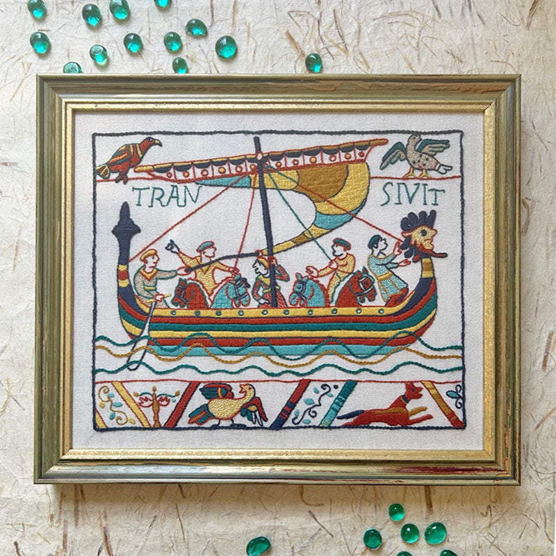 Bayeux Tapestry, Invasion The Crossing CREWEL EMBROIDERY Kit - Glorafilia