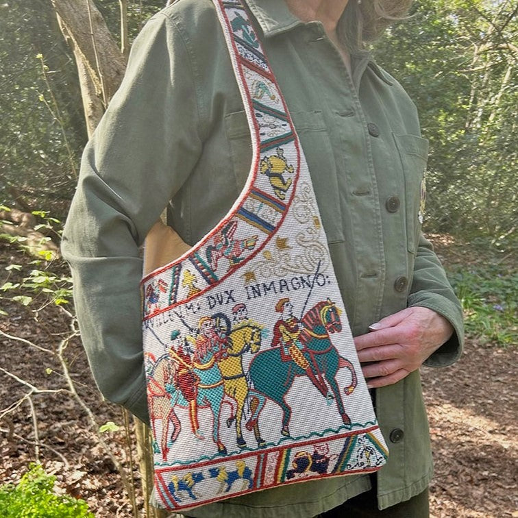 Bayeux Tapestry Needlepoint Shoulder Bag, William Rides to War Tapestry Kit - Glorafilia