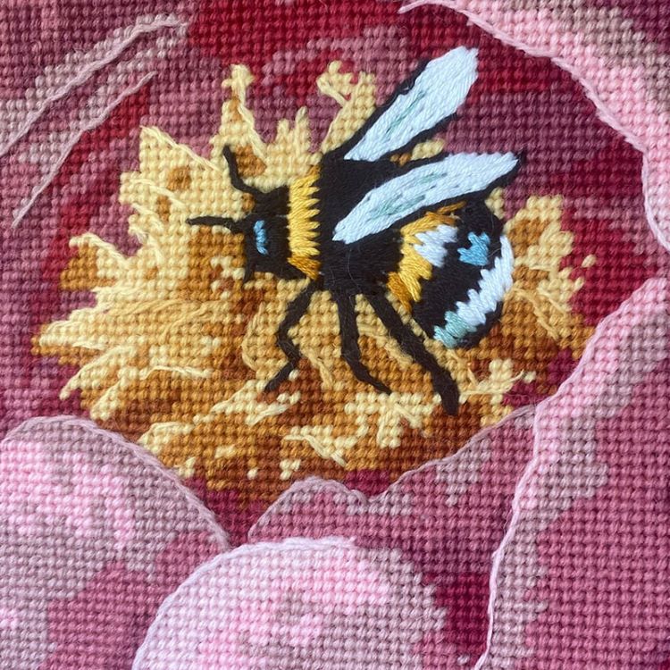 Bee in Bloom Tapestry Kit, Needlepoint Kit - Glorafilia