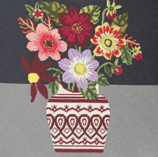 Burgundy Dahlias Tapestry Kit - Appletons