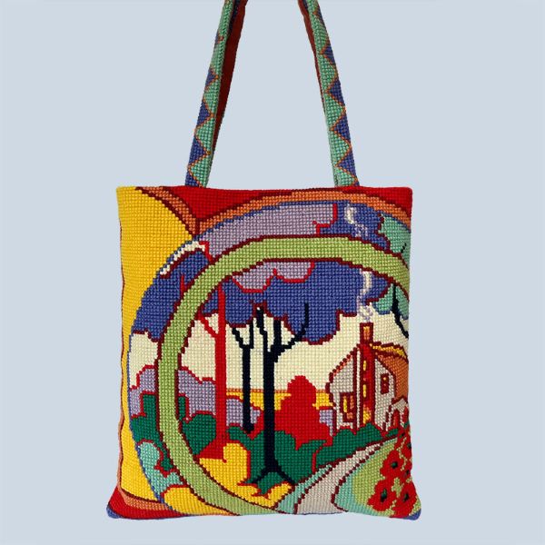 Clarice Cliff Tote Bag Tapestry Kit, Needlepoint Kit - Glorafilia