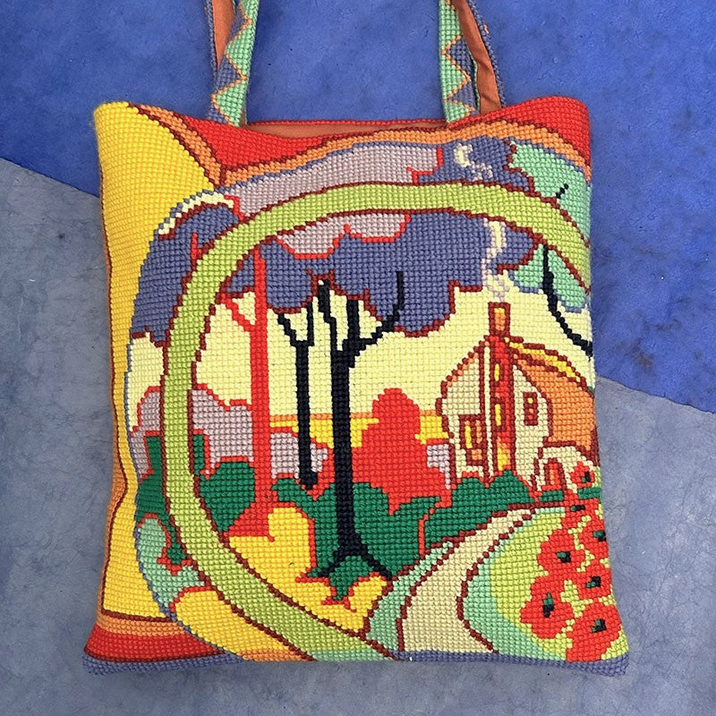 Clarice Cliff Tote Bag Tapestry Kit, Needlepoint Kit - Glorafilia