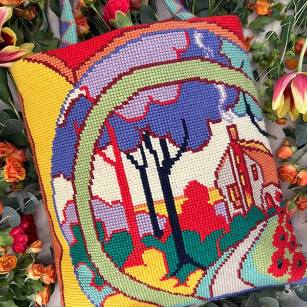 Clarice Cliff Tote Bag Tapestry Kit, Needlepoint Kit - Glorafilia