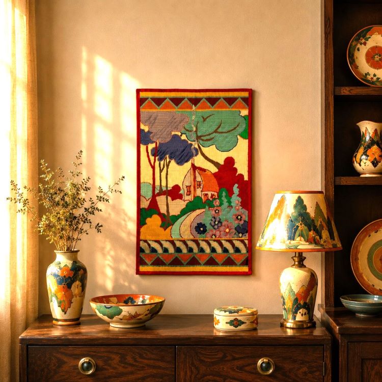 Clarice Cliff Wall Hanging Tapestry Kit, Needlepoint Kit - Glorafilia