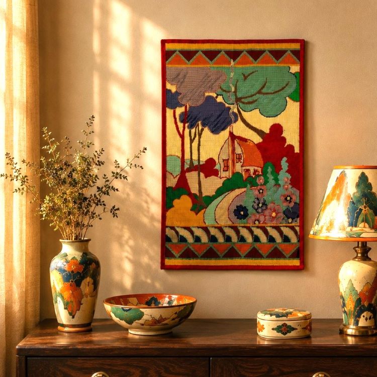Clarice Cliff Wall Hanging Tapestry Kit, Needlepoint Kit - Glorafilia