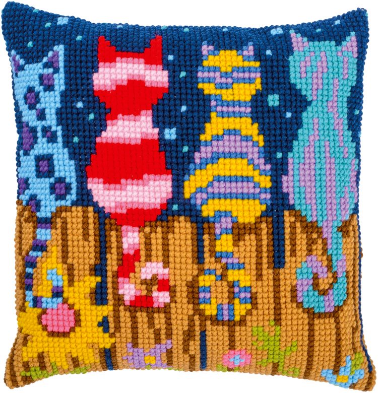 Colourful Cats CROSS STITCH TAPESTRY Kit, Vervaco PN-0223935