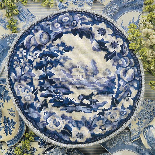 English China Plate Tapestry Kit, Needlepoint Kit - Glorafilia