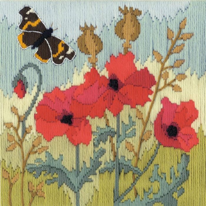 Red Poppies Long Stitch Kit - Derwentwater Designs LSRP