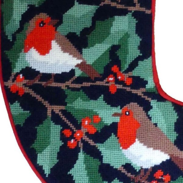 Robins Christmas Stocking Tapestry Kit - Heirloom Needlecraft