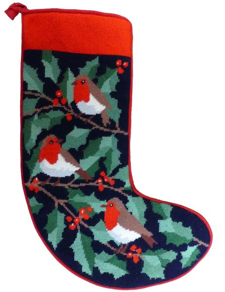 Robins Christmas Stocking Tapestry Kit - Heirloom Needlecraft