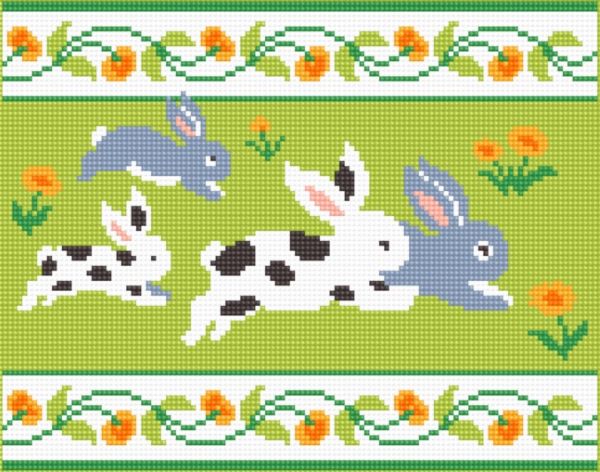 Run Rabbit Run Needlepoint Tapestry Kit - The Fei Collection