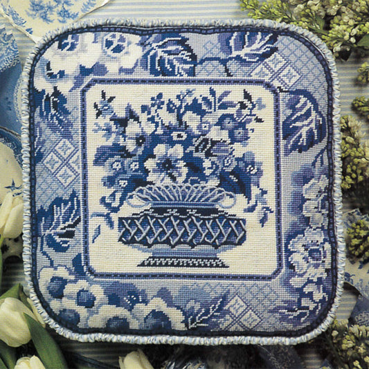 Spode Flower Basket Tapestry Kit, Needlepoint Kit - Glorafilia