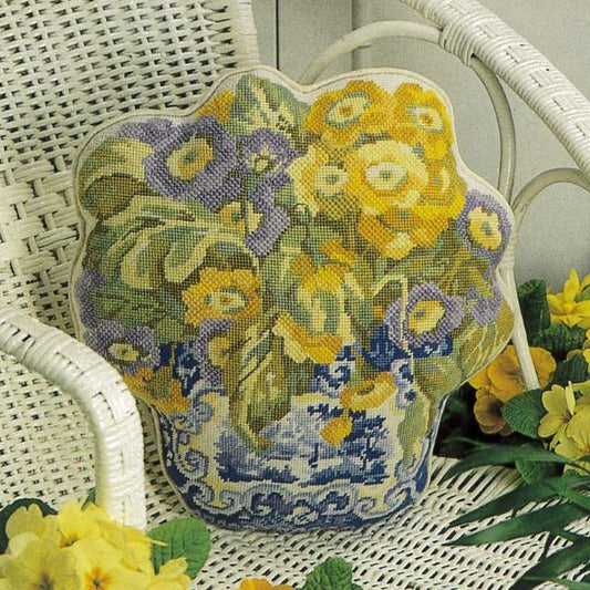 Vase of Primroses Tapestry Kit, Needlepoint Kit - Glorafilia