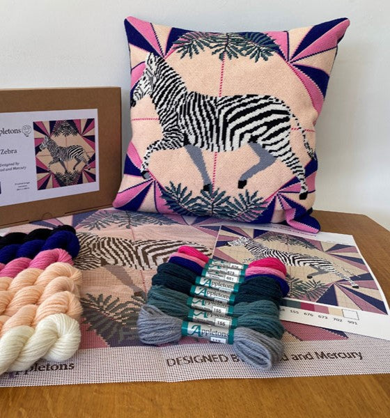 Zebra Tapestry Kit, Vibrant Wild Things - Appletons (12 holes per inch)