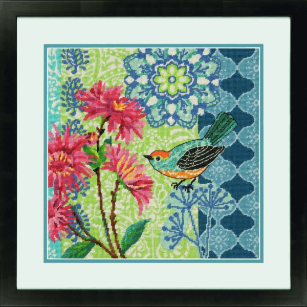 Blue Floral Tapestry Kit - Dimensions Needlepoint
