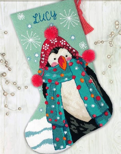 Fuzzy Penguin Tapestry Kit Stocking - Dimensions Needlepoint