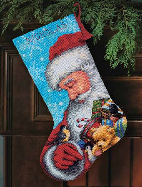 Santa and Toys Tapestry Kit Stocking - Dimensions Needlepoint