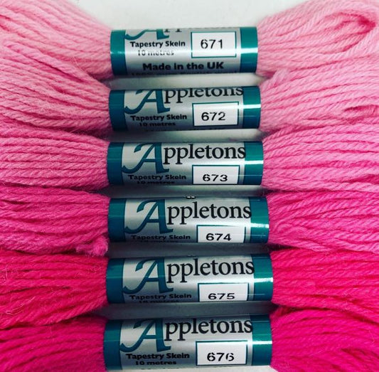 Appletons Tapestry Wool / Crewel Wool - Bubble Gum - set of 12